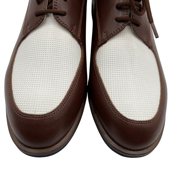 NEW Tehama 9 Brown White Leather Oxford Golf Shoes Italy Made Old Money Preppy main image 4